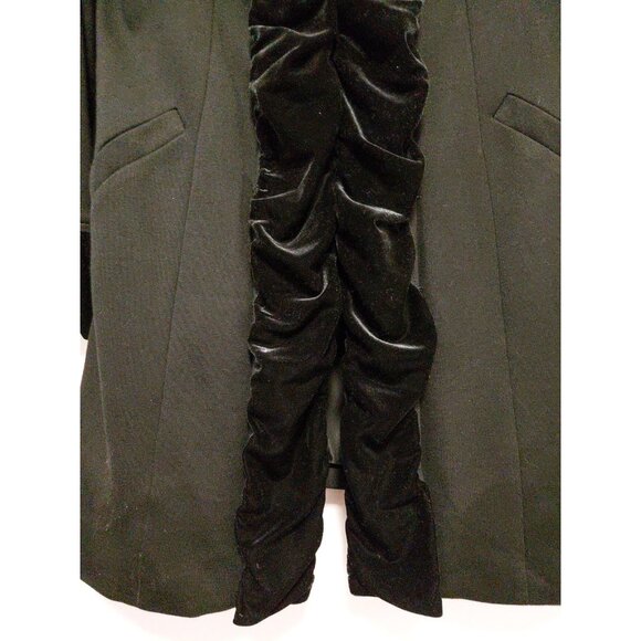 INC International Concepts Jacket Velvet Ruffle Trim Vampire Goth Black Med - Picture 3 of 11